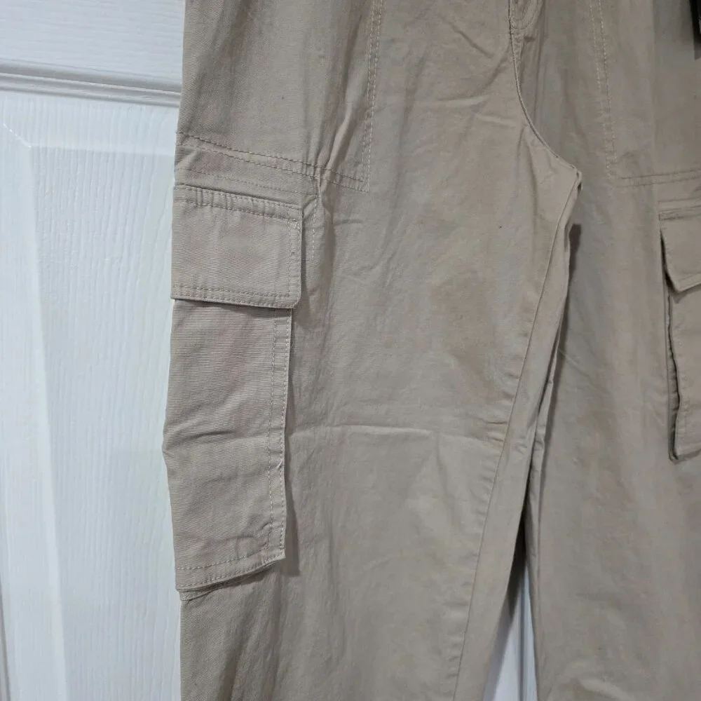 WXYZ Los Angeles Men's‎ Timothee Cargo Pants Tan Elastic Button Waist Small NWT